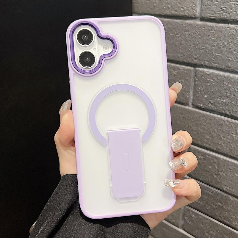 

Простой прозрачный матовый магнитный чехол для iPhone 16 Pro Max 15 14 13 Pro 12 11 для Magsafe ударопрочный акриловый задний бампер-подставка iPhone 11 фиолетовый