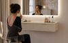 Hanging Console, Cashmere Dressing Table with Grooved Front, Suspended Cabinet