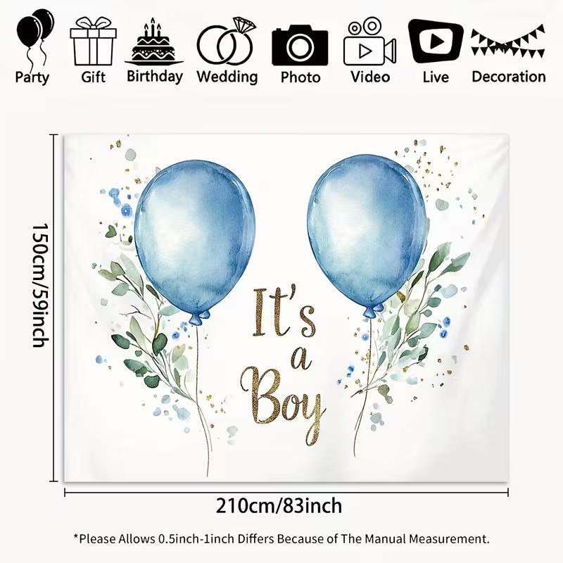 

2D Watercolor Blue Balloon It s a Boy Backdrop Banner Baby Shower Decoration 47.2x31.5inch/120*80cm