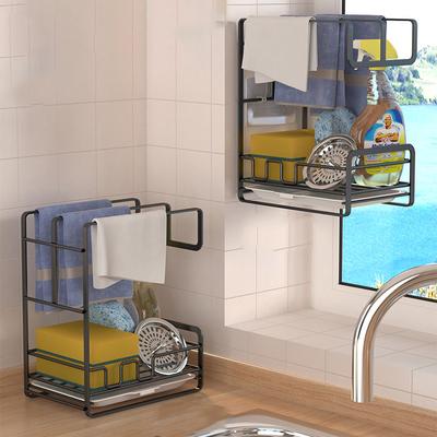 Kitchen Rag Rack No-hole Countertop Shelf Dishcloth Draining Rack Multifunctional Storage Racks