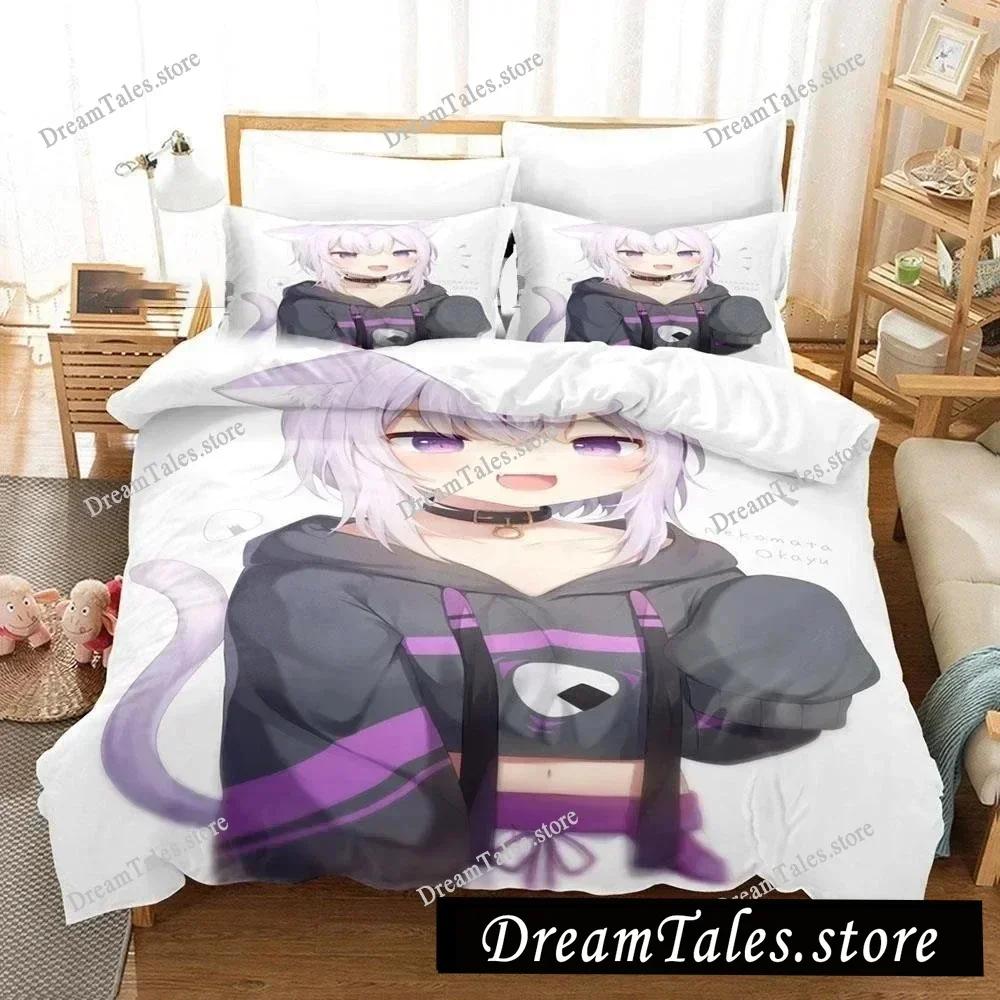 Nekomata Okayu Bedding Set Boys Girls Twin Queen Size Duvet Cover Pillowcase Bed Kids Adult Fashion Home Textile Customizable741