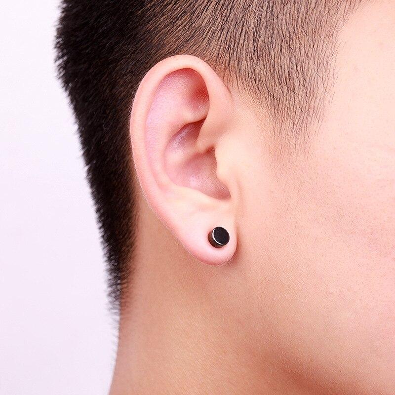 4 Paia Orecchini Magnetici Uomo Donna, Finti Piercing In Acciaio Inox, Nero E Argento
