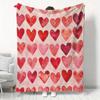 1pc Watercolor Heart Print Flannel Blanket, Autumn Winter Warm Office Nap Blanket, Home Bedroom Sofa Blanket, Valentine'S Day Atmospheric Decorative B