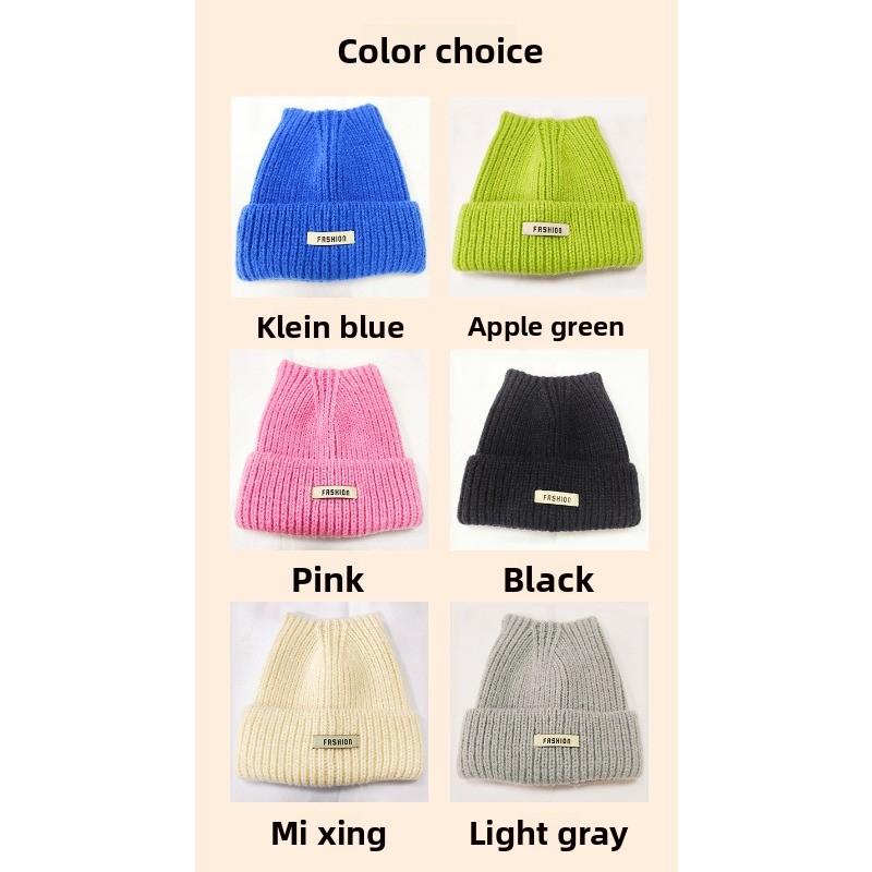 Korean-style Cat-ear Hat - Children's Size - Warm Woolen Hat for Autumn and Winter - Pure Color Knitted Hat - Sweet and Cool Style