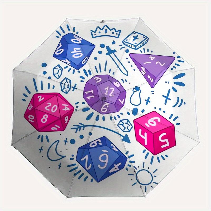 Dungeons and Dragons Automatic Folding Umbrella 8 Ribs, Durable Iron Frame, Bright Color Pattern Compact Travel Umbrella, Suitable for Outd