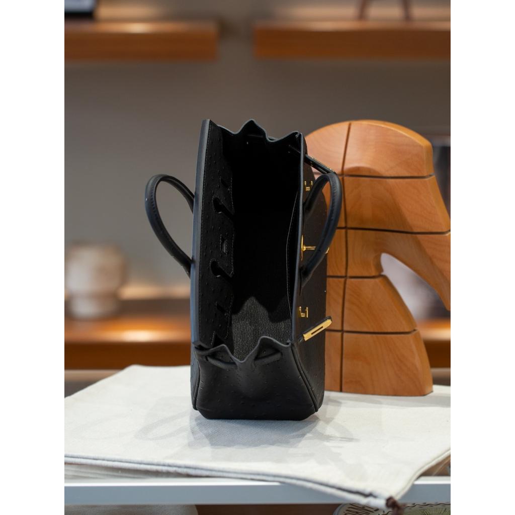 Cross-border Spot First-layer Cowhide Bag 25/30 Ostrich Pattern Leather Fashionable Large-capacity Women's Handbag