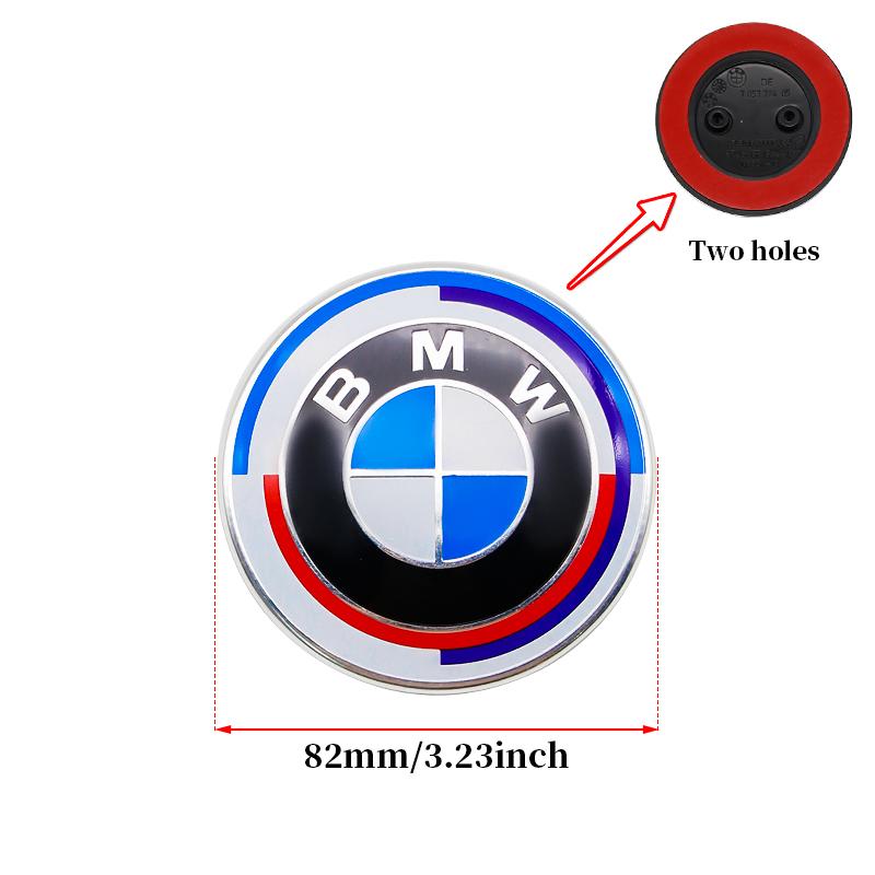 DJSA5 Hood Trunk Wheel Steering Badge 7Pcs Emblem Set For BMW E46 E90 F10 F30 G20 X5 82mm 74mm 68mm 56mm 45mm 50th Anniversary Car