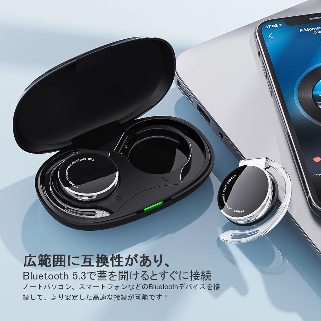 Wireless Earphones, Ear-Hook, Clip-on Headphones, Bluetooth 5.3 Wireless Earphones for Sports, Ear-Hook, Pain-Free Wearing, Ear-Hook, Bluetooth