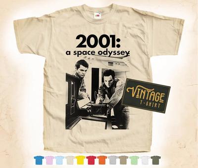 Schwarzer Print 2001 Odyssee im Weltraum V2 T-SHIRT TEE Vintage Poster Natürlich 12 Farben