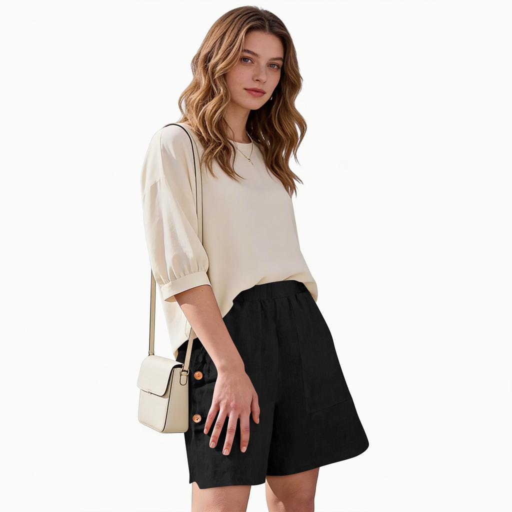 Damen Freizeithose, locker geschnitten, einfarbig, mit Taschen