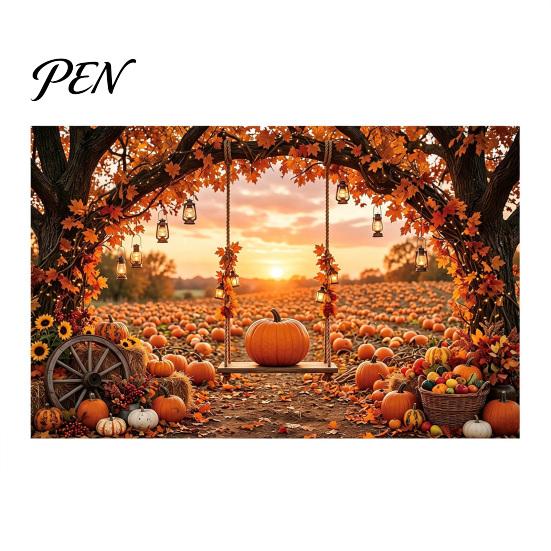 Family Gathering Autumn Celebration Decor 70 x 45 Inch Fall Pumpkin Backdrop, Harvest Gnome Decorative Scene for Party Scarecrow Photography