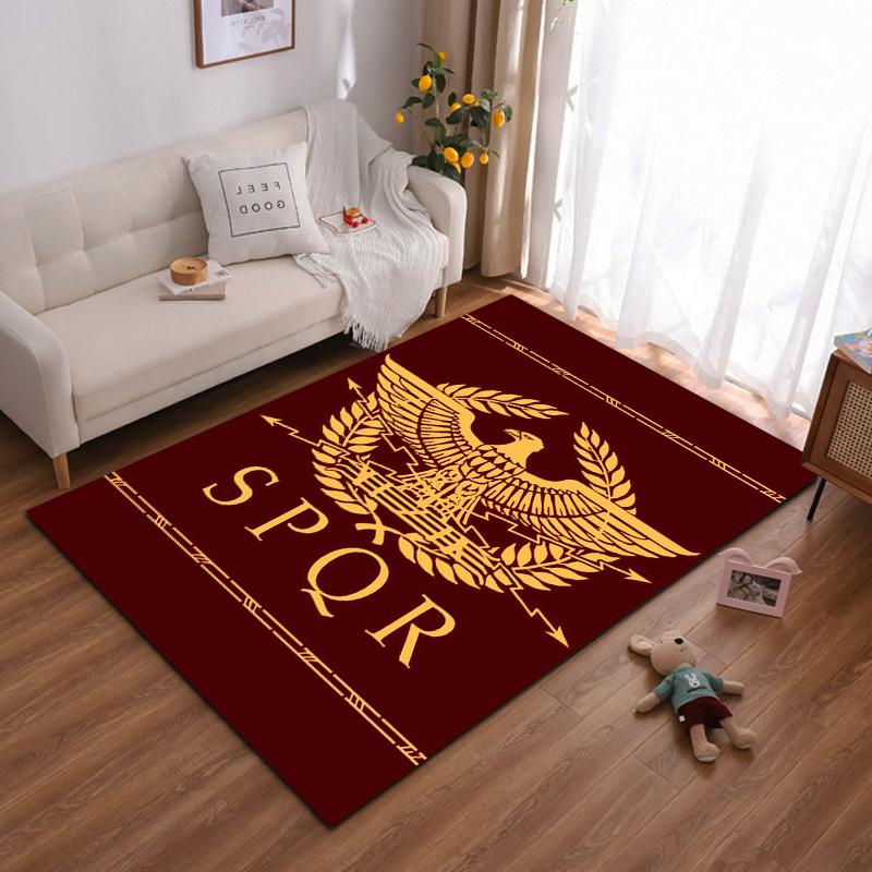 Roman Eagle SPQR Emblem Design Rug Non-slip Rug Suitable for Living Room and Bedroom Sofas