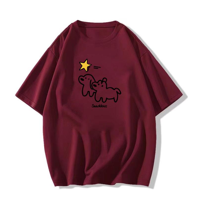catty short-sleeved t-shirt women's pure cotton summer new cartoon printing American retro niche design top