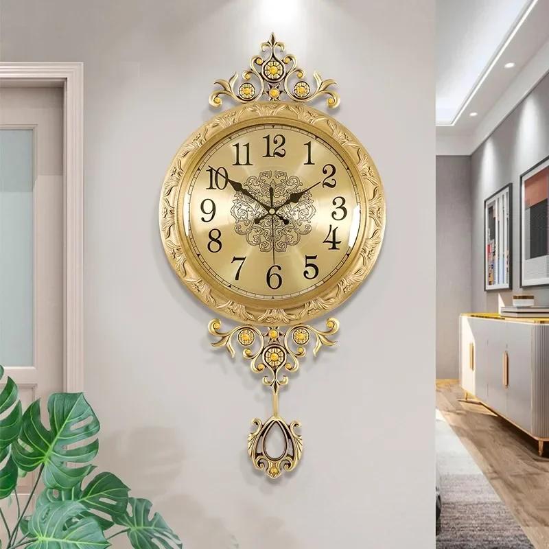 Funky Big Size Wall Clocks Hands Unique Living Desk Golden Wall Clocks Pendulum Modern Horloge Murale Luxury Design TY140YM1C2B2