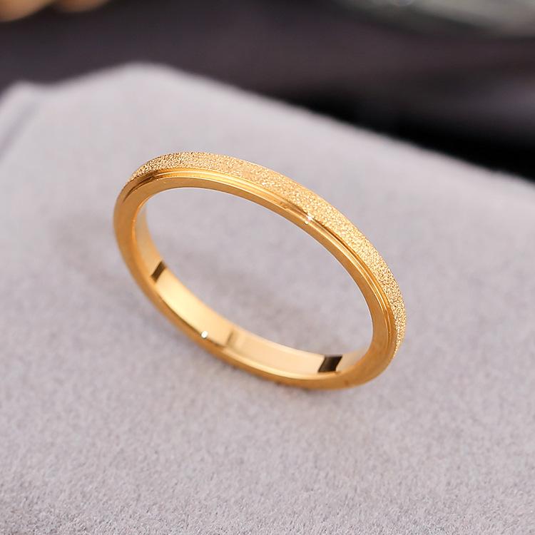Color Retention Versatile 18K Gold Plain Ring Matte Ring Light Luxury Design Exquisite Personalized Index Finger Ring