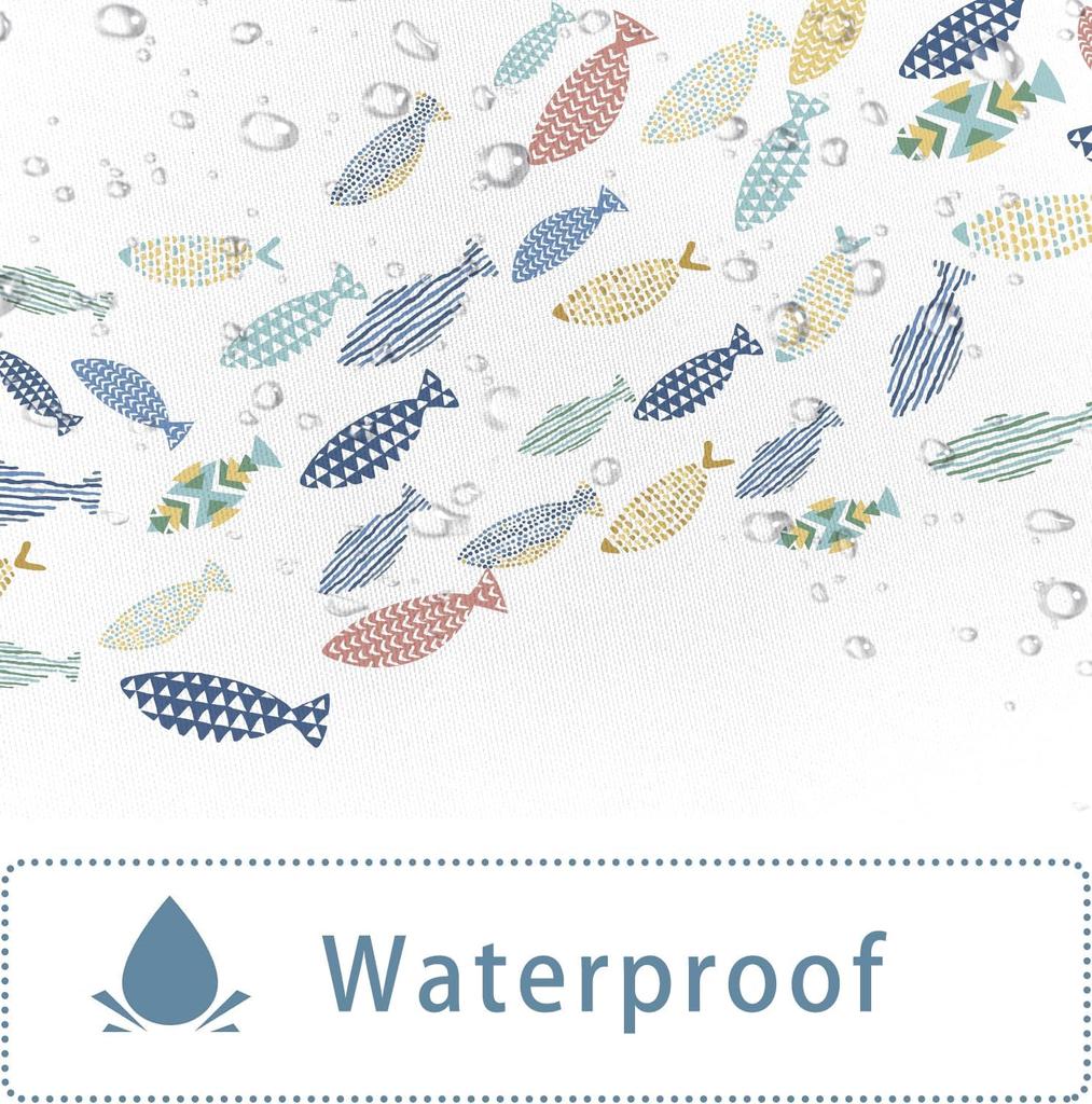 Colorful Fish Shower Curtain Ocean Swimming Fishes Cartoon Minimalist Washable Waterproof for Bathroom with Hooks