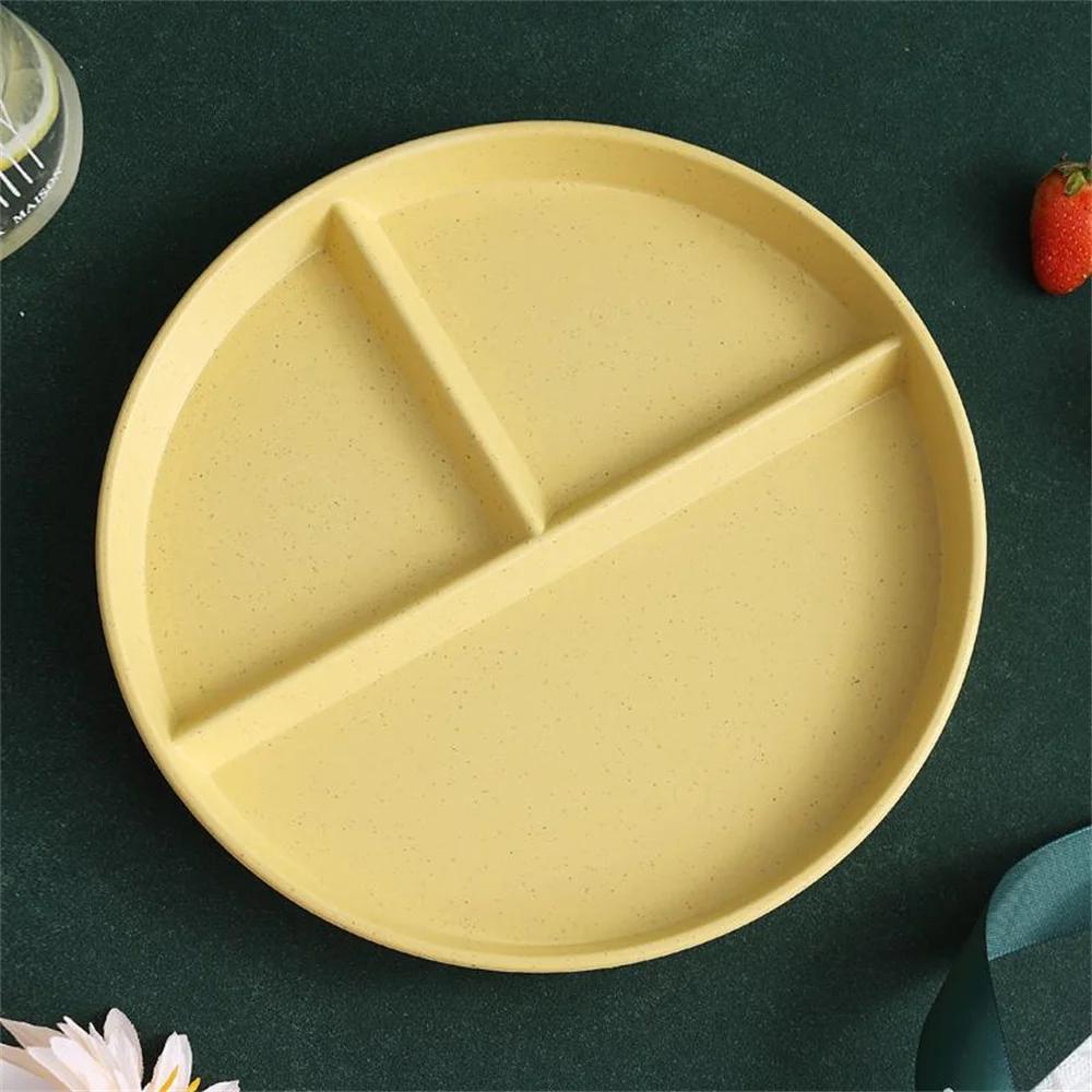 1/2/4 pezzi di piatti divisi in 3 piatti rotondi riutilizzabili per la dieta, piatti da portata per adulti, 3 scomparti