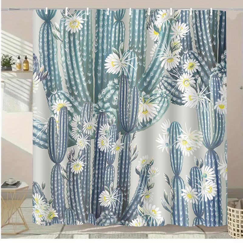 

Cartoon Leaves Washable Dirt-Resistant Shower Curtain Shower Head Waterproof Polyester Bath Curtain For Home Decor Accessories W60H190(CM)-1 Pcs