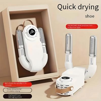 Besga Shoe Dryer, Shoe Deodorizer, with Timer, Boxing Glove Dryer, Foldable, for Ski Boots, Socks, Sneakers, White, Without Battery
