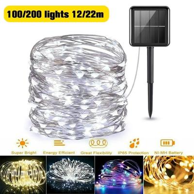 12/22M Solar String Lights Outdoor Waterproof Solar Powered Copper Wire Fairy Lights For Wedding Party Christmas Tree