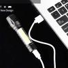 Portable COB+LED Camping Light Flashlight USB Rechargeable Zoom Tactical Torch Lamp Side Lamp Waterproof Outdoor Emergency Torch