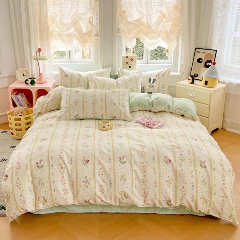 2025 New Spring and Summer Quilt Cover Three-piece Skin-friendly Grinding 13070 High-count Cotton Four-piece Bedding