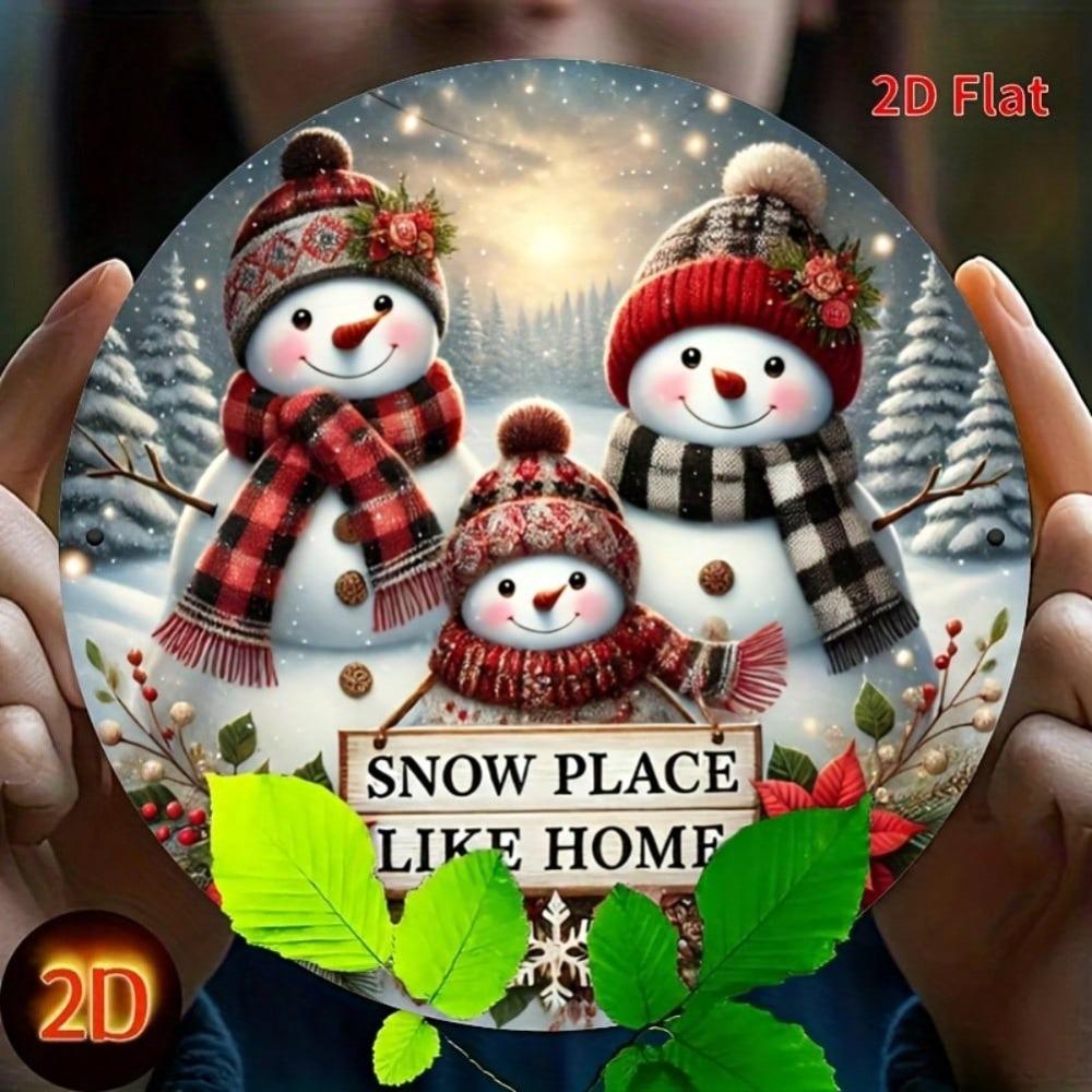 Frosty Snowman Wall Art 2D Flat Metal Print 20x20cm Home Decor Holiday Gift
