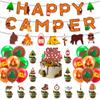 Outdoor Camp Atmosphere Decoration Flag Balloon Cake Card Set Camping Party Arrangement Supplies