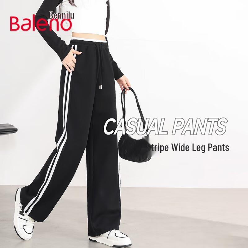 Baleno Women's 2025 Spring/Autumn Striped Wide-Leg Casual Pants