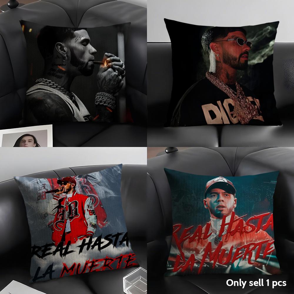 Singer A-Anuel Aa Cushion Cover Natural Linen Organic Fabric Double-Sided Printing Sofa Home Decor Gift Pillow Case