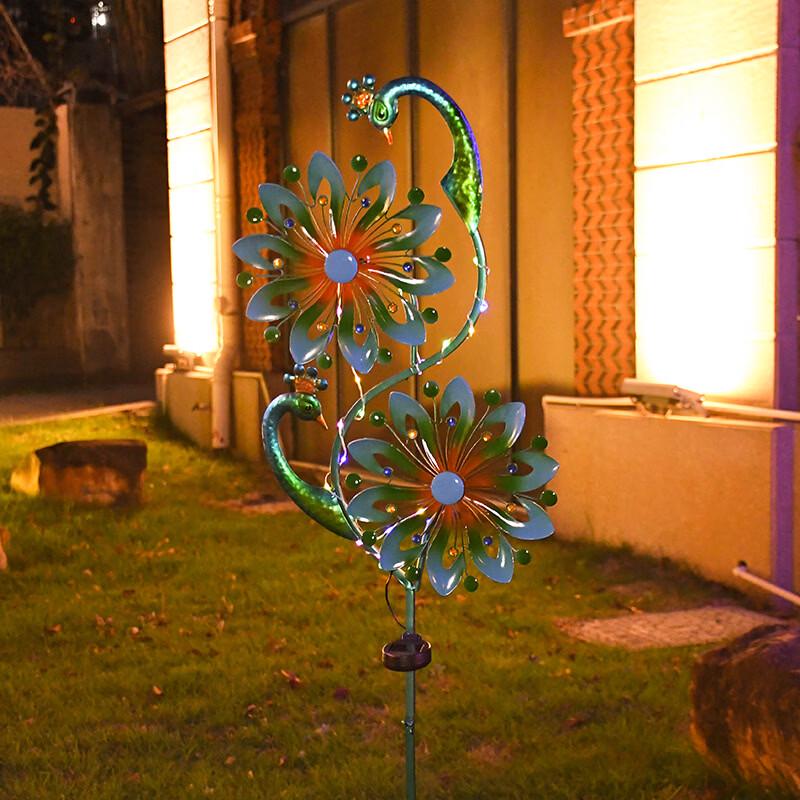 European Wrought Iron Peacock Windmill Outdoor Decorative Lamp