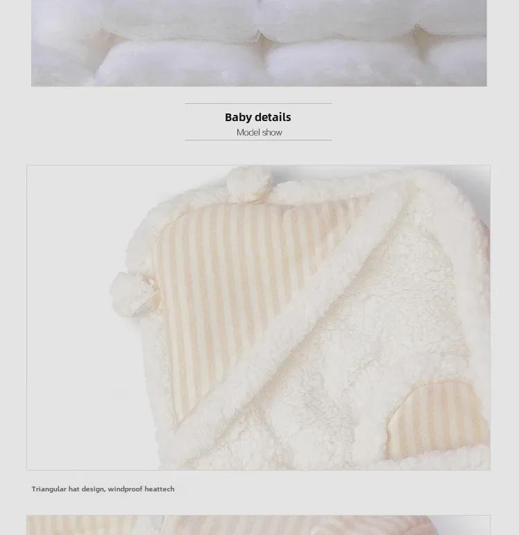 Newborn Baby Thickened Cotton Blanket with Velvet for Autumn & Winter