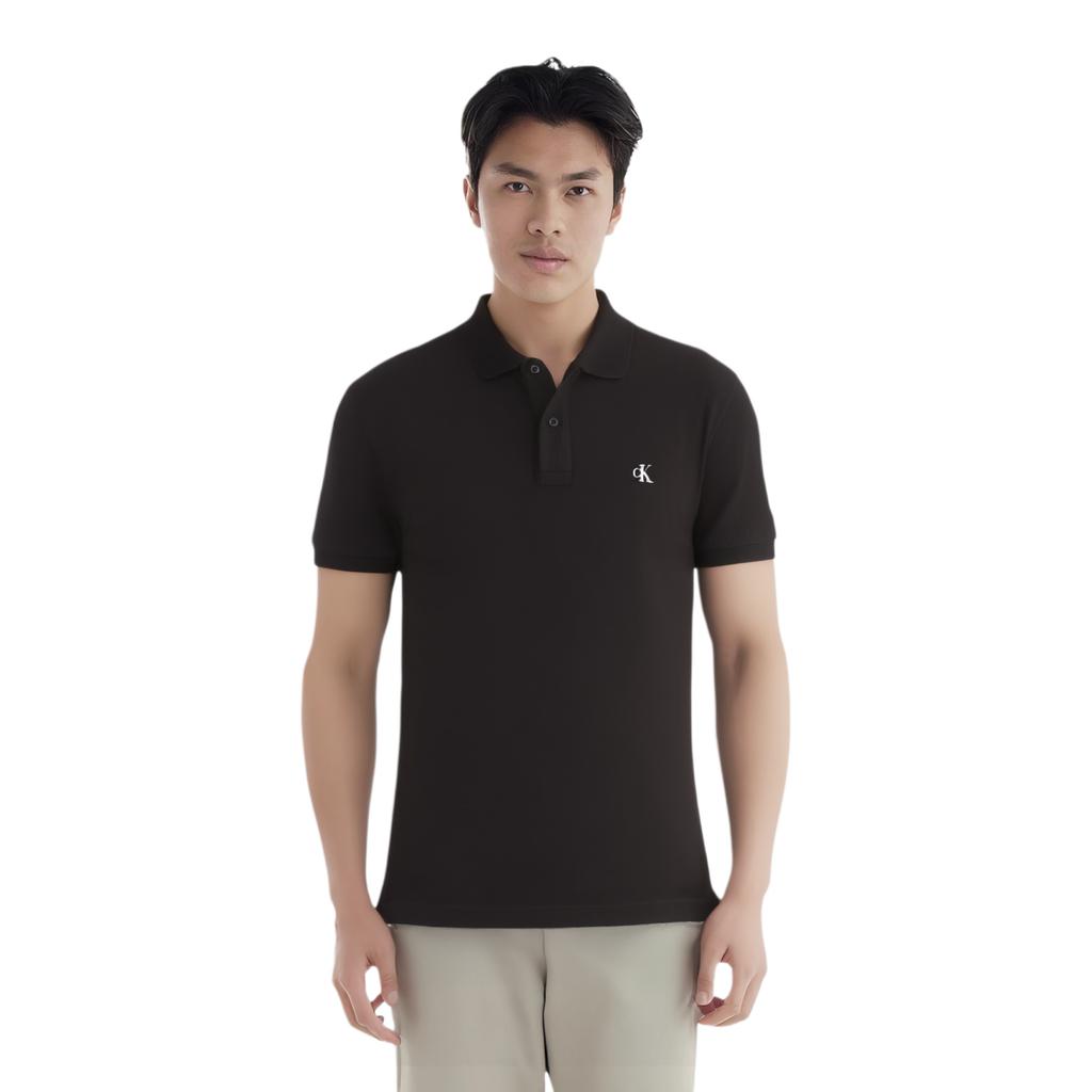 Calvin Klein Solid Color Logo Polo Shirt Men Tops Black J322253-BEH