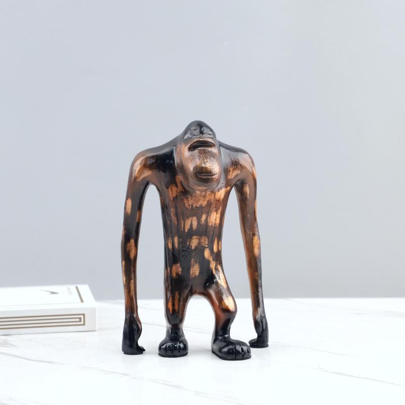Europäische Abstrakte Harz-Langarm-Gorilla-Tier-Skulptur Ornament für Wohnzimmer Schlafzimmer Lustiges Tier Gorilla Handwerk Heimdekoration