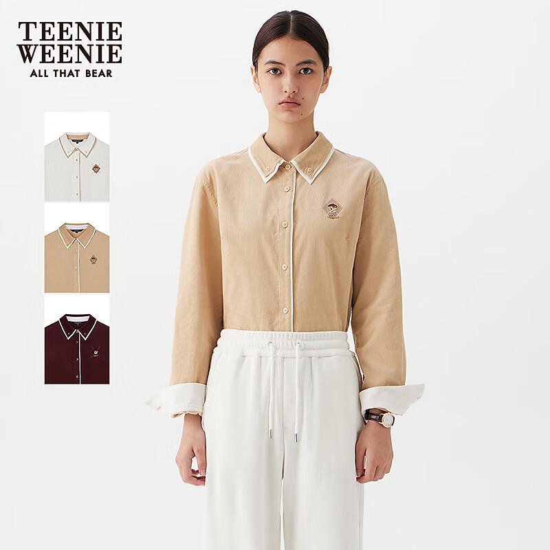 

Teenie Weenie Women s Bear Logo Loose Fit Lapel Blouse M