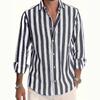 Nouvelle Mode Homme Printemps Automne Décontracté Rayé Ample Chemise à Manches Longues Tenue Elegante Hombre