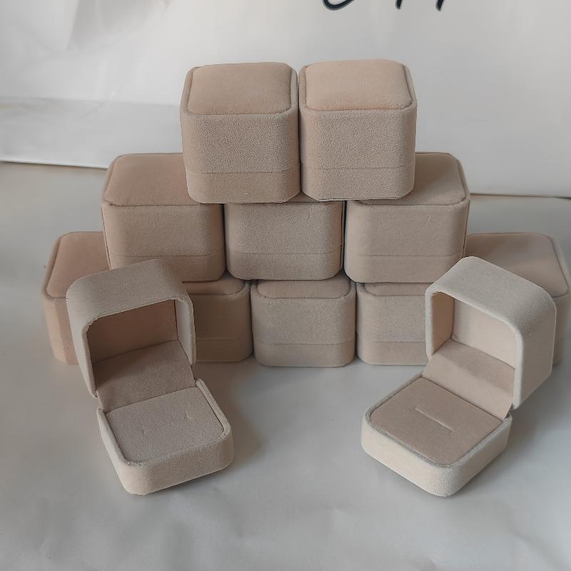 12pc Apricot Velvet Jewelry Ring Box Non-Stick Dust Jewelry Case Wedding Valentine's Day Christmas Earring Pendant Packaging Box