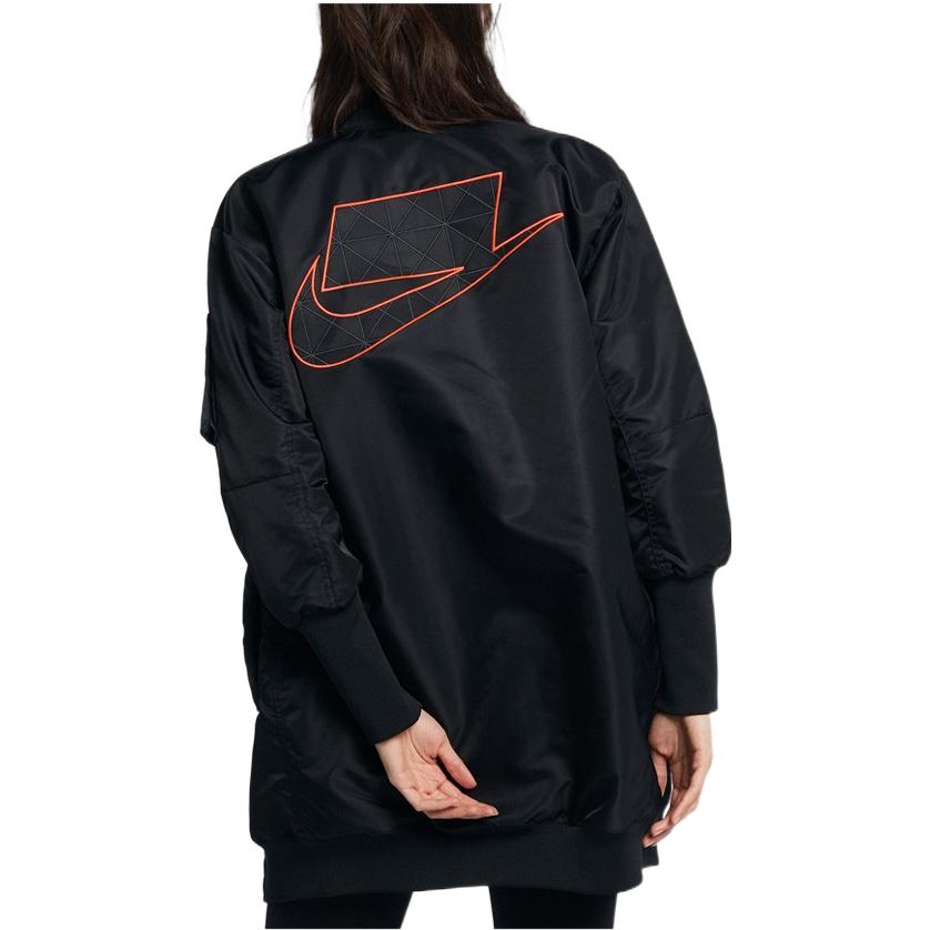 Nike Logo Print Pocket Detail Long Sleeve Cotton Jacket Women jackets Black BV9000-010