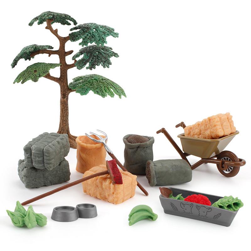 Simulation Baumstruktur Stapel Bauernhofwerkzeuge Gemüse Obst Karren Modell Ornament Für Pädagogisches Spiel Und Kreative Dekoration
