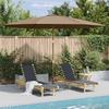 350 Cm Taupe Sun Umbrella with Wooden Pole