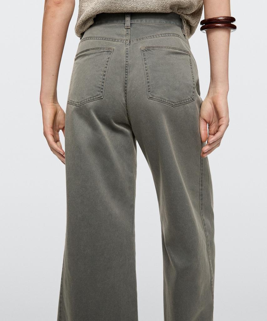 Masimodutti Denim Detail Wide Leg Cotton Pants