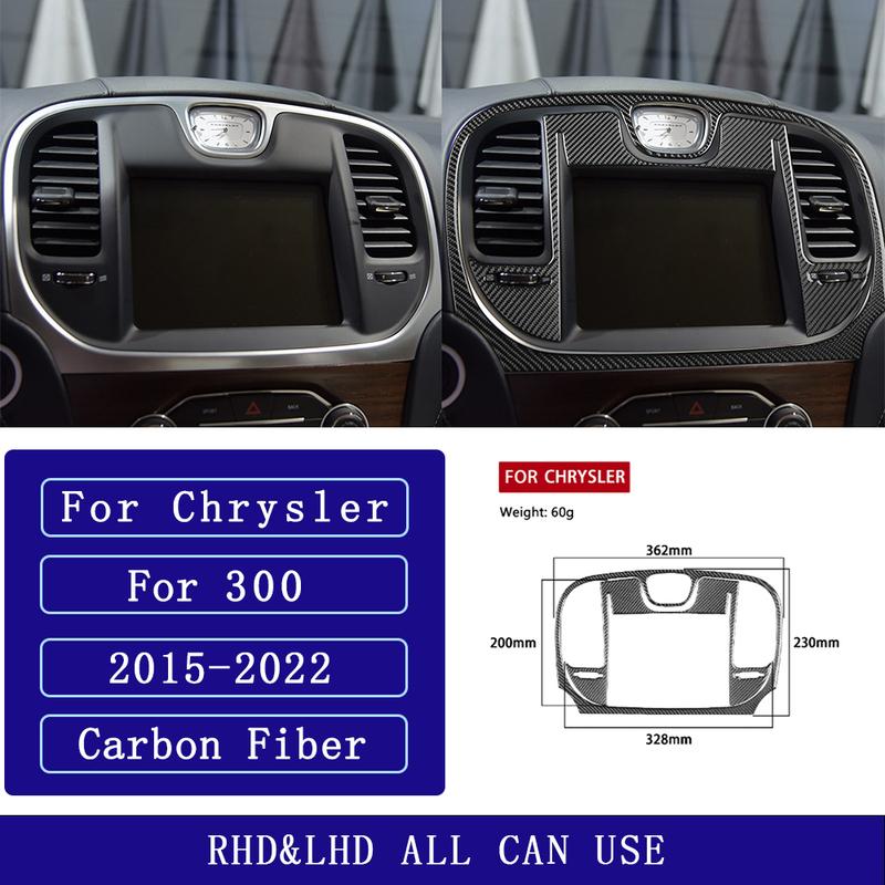 For Chrysler 300 300C 2015- Carbon Fiber Center navigation air vent panel Cover Car Accessories Interior Decorative Stickers