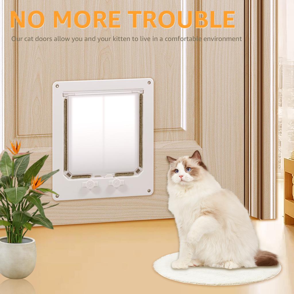 Pet Safe Interior Cat Door Indoor Pet Flap for Cat Litter Box Pet Feeder Built-In Door Lock Durable Door Frame DIY Hardware Kit