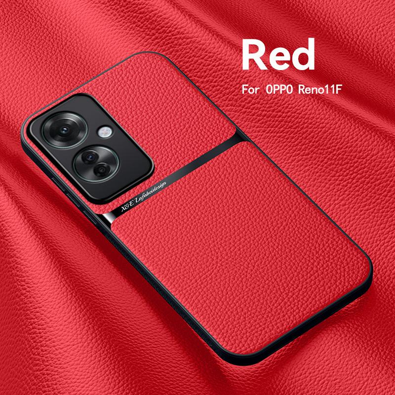 Reno11F 5G Case Car Magnetic Holder Leather Back Cover For OPPO Reno 11F 11 F Reno11 F 5G CPH2603 Soft Silicone Shockproof Coque