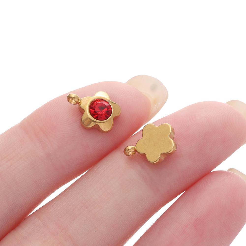 10Pcs/Pack Stainless Steel Gold Color Flower Heart Triangle Pendants for DIY Bracelet Necklace Jewelry Making Accessories
