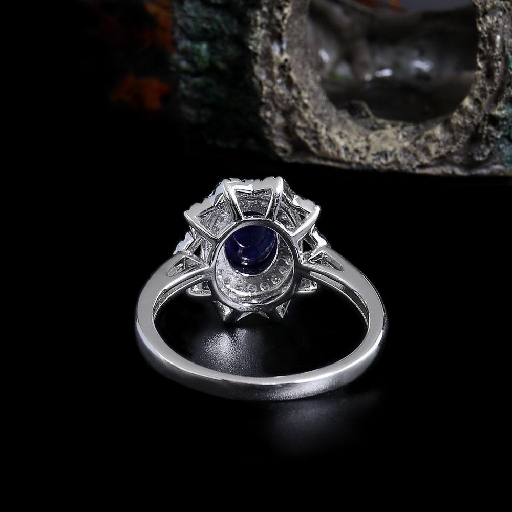 Inel Vintage din Argint Sterling 925 Safir Albastru Natural Umplut Pietre Prețioase Reale Bijuterii Fine de Lux Ușor pentru cadou de ziua de naștere pentru femei