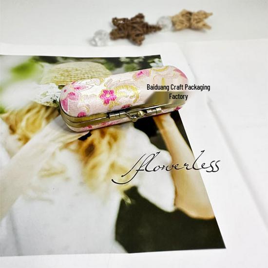 Vintage Brocade Embroidered Lipstick Case with Mirror