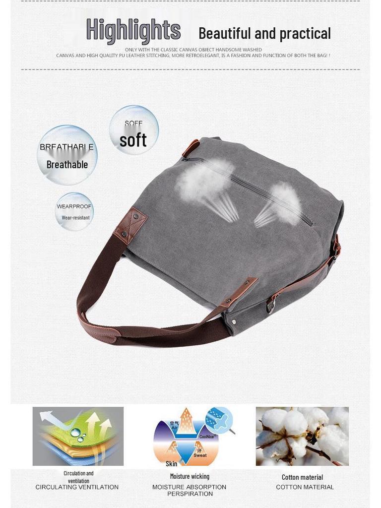 Color Casual 2025 Womens Solid Canvas Crossbody Handbag – Fashionable And Versatile For Europe And America