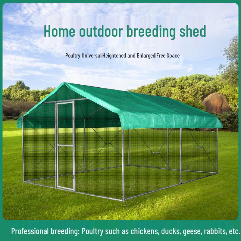 Large Rainproof Outdoor Chicken Coop for Poultry and Peacocks with Windbreak and Pigeon Protection