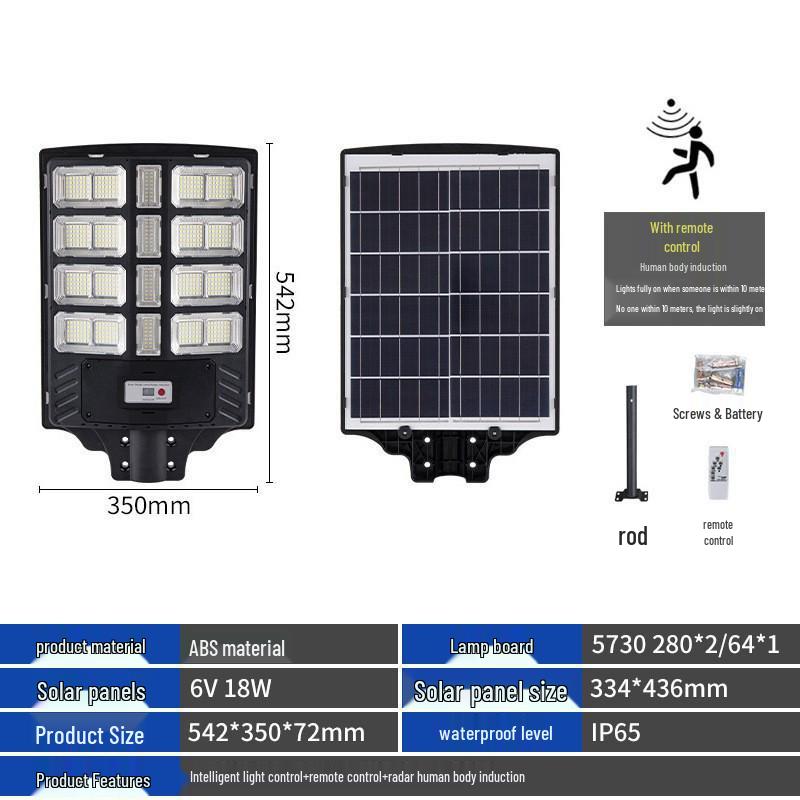 

High-Brightness Solar-Powered Motion Sensor Street Light for Outdoor Courtyards